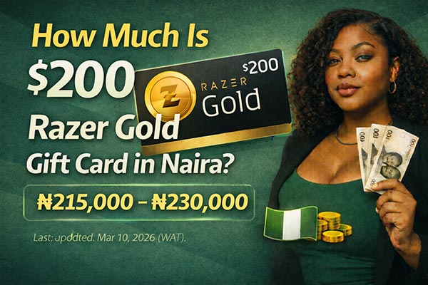 How much is a $200 Razer Gold gift card in Naira?